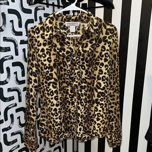 Dressbarn Animal Print Button-Up Shirt